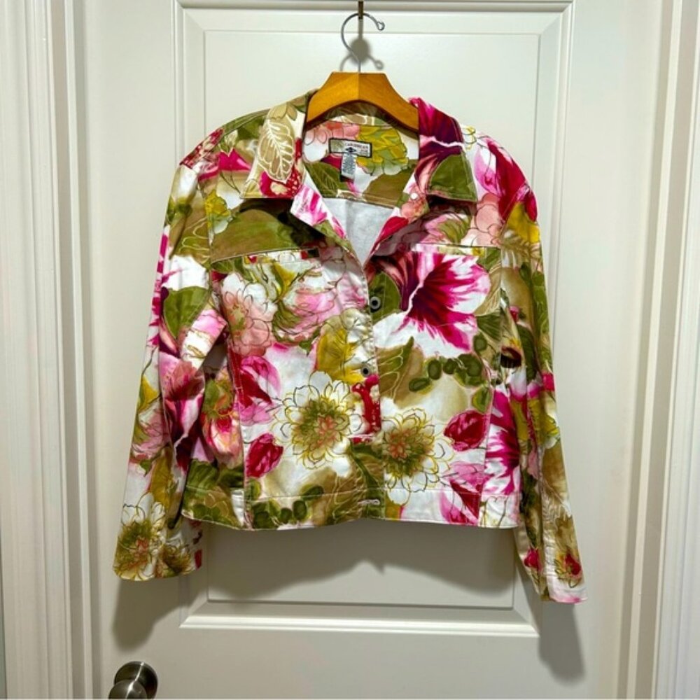 Caribbean Joe Floral Button-Up Jacket Petite XL